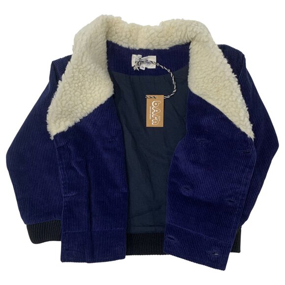 ATELIER BARN NAVY VELVET BOYJACKET , COTTON & ANGORA , MADE IN FRANCE - Picture 2 of 5